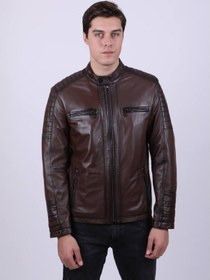 Resim New Zaya Leather Erkek Kahverengi Hakiki Deri Ceket (466901258) Kahverengi 