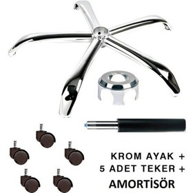 Resim Takaamortisor Kromaj Yönetici Ofis Çalışma Koltuğu Için Kromaj Yıldız Ayak 