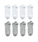 Resim Meguca Socks Unisex Pamuklu Spor Patik Çorap Beyaz Ve Gri 8 Çift 