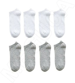 Resim Meguca Socks Unisex Pamuklu Spor Patik Çorap Beyaz Ve Gri 8 Çift 