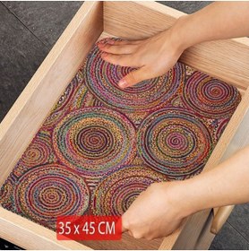 Resim 3D ELSE HALI Else Jüt Desenli Kaydırmaz Raf Dolap Çekmece Örtüsü Yıkanabilir Buzdolabı Içi Matı 