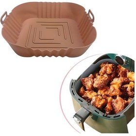 Resim Renkli Isıya Dayanıklı Yıkanılabilir Silikon Fırın Ve Airfryer Kare Model Pişirme Matı 20 Cm Vizon 