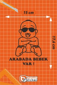 Resim Turuncu Sticker Arabada Bebek Var Cam Sticker 15x17,6 Cm 