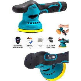 Resim Orbital 2x Batarya 6 Devir Set Kablosuz Akülü Lityum Polisaj Makinesi 