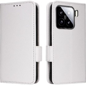 Resim Xiaomi 15 Pro İçin Kartlık Tutucu Manyetik Pu Deri Cüzdan Yan Toka 