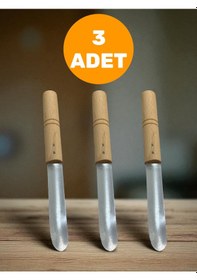 Resim 3'lü Set Ahşap Saplı Patlıcan & Kabak Dolma Oyacağı Paslanmaz Çel 
