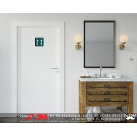 Resim Bay Etiket Wc34 Yesil Neon Efektli Unisex Tuvalet Simgesi Etiketi 