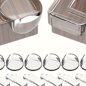 Resim 12 adet Şeffaf PVC Silikon Çarpışma Koruyucu Köşe, Kahve Masası Köşe Koruyucusu, Güçlü Yapışkanlıklı Çarpışma Önleyici Köşe ve Kenar Koruma, Mobilya Köşesi ve Kenarı için Güvenlik Tamponu, Şeffaf L-Şekilli/Yuvarlak Tip 