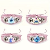 Resim Disney Stitch El Yapımı Bileklik, Zarif Hayvan Teması, Sentetik Taş, Polyester-Spandeks Dokuma, Dayanıklı Günlük ve Spor Aksesuarı, İdeal St. Patrick Günü Hediyesi, Tüm Sezon Giyim 