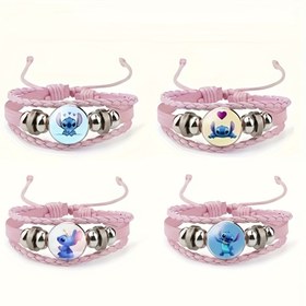 Resim Disney Stitch El Yapımı Bileklik, Zarif Hayvan Teması, Sentetik Taş, Polyester-Spandeks Dokuma, Dayanıklı Günlük ve Spor Aksesuarı, İdeal St. Patrick Günü Hediyesi, Tüm Sezon Giyim 