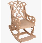 Resim Ahşap Oymalı Sallanan Sandalye Büyük Ahşap 