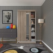 Resim Kenzlife gardırop sürgülü kapaklı kapılı 100 papatya crd aynalı gardolap dolap 