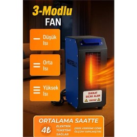 Resim HealYou Sarıboğa Elektrikli Isıtıcı 3400W, 3 Kademeli Ayar, Sessiz Fanlı Isıtıcı 