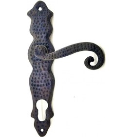 Resim Mepa Antika Tarz Dekoratif Pirinç Kıvrık Yale Kapı Kolu - 210x43 Mm, Oksit Najmaddin Standart 