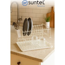 Resim Feyza Design Iki Katlı Modüler Bulaşıklık, Pratik ve Şık Tabaklık Organizer 