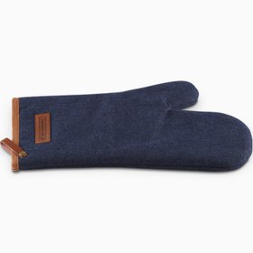 Resim Denim Fırın Eldiveni Deri Detaylı Lüks Tasarım - Lacivert 