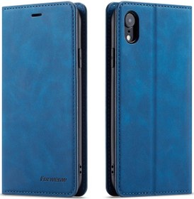 Resim Forwenw Fantasy Series Silky Touch Deri Cüzdan Kılıf iPhone XR Mavi 