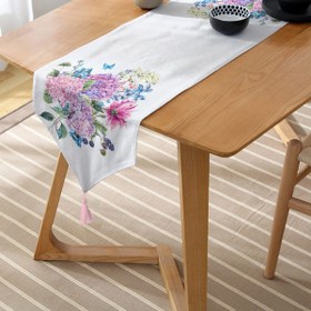 Resim Livense Özel Tasarım Dijital Baskılı Modern Püsküllü Şönil Üçgen Runner 