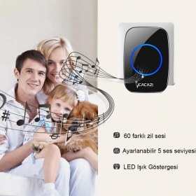 Resim Anunnaki Kablosuz Uzaktan Kumandalı Tekli Buton LED Kapı Zili Melodili 