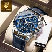 Resim POEDAGAR Erkek Moda Kuvars Saati - Su Geçirmez, Aydınlık Kronograf ve Suni Deri Kayış 