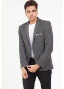 Resim Sposo G-187 Dar Kalıp Örme Kumaş Gri Erkek Blazer Ceket Gri 