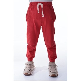 Resim Unisex Çocuk %100 Pamuk Günlük Jogger Eşofman Altı 12 Ay 5 Yaş Kırmızı 