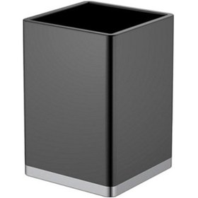 Resim Kaf Diş Fırçalık, Kare, Tezgah Üstü - Mat Siyah/krom Mat Siyah / Krom 