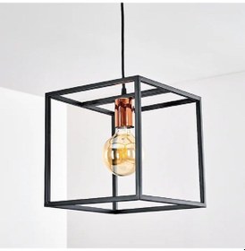 Resim Riolıght Modern1,retro1,rustik1 Küp Metal Tekli Sarkıt Avize 25cm X 25cm Siyah 