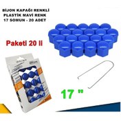 Resim Renkli Bijon Kapağı Plastik Mavi Renk Altıgen 17 mm Bijon 