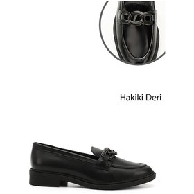 Resim Gönderi R Siyah Tokalı Hakiki Deri Loafer Ayakkabı Siyah 