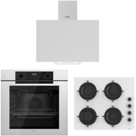 Resim Ferre Artline Beyaz Ankastre Set (D078-SA Beyaz Davlumbaz - CS206-FA 60 cm Beyaz Ocak - QEP63CB Frya 