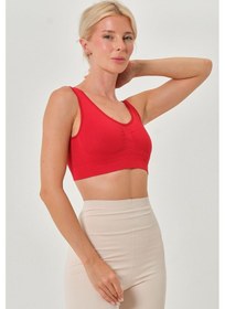 Resim Mistirik Rosella Model Kalın Askılı Esnek Pedsiz Spor Sütyen Kırmızı Renk/1 Kırmızı 