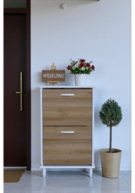 Resim Eliusta Kalvo 52 Cm Genişlikte Meşe Renk Ayakkabılık 52x86x26 Cm Ayaklı Ayakkabılık Meşe 