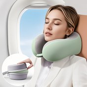 Resim U-Shaped Boyun Yastığı ile Rahat Seyahat - Dayanıklı U-Shape Yavaş Geri Dönüşlü Yumuşak Boyun Desteği, Deformasyona Uğramayan Seyahat Yastığı, Uçak, Tren, Araba, Ofis Uykusu için Taşınabilir Boyun Desteği Yastığı - Polyester 100%, Spot Temizleme, Karışık Renkler 
