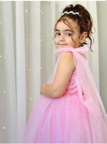 Resim H L Y Karol Tasarım Pembe İncili Uzun Elbise Vintage Kız Bebek Elbise,doğum Günü Elbise,fotoğraf Çekim Elbise,1-11 Yaş Uygun Pembe 