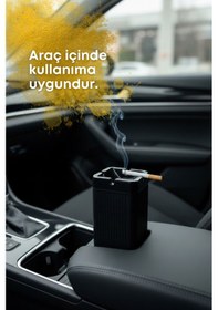 Resim Grimorlife 6 Adet Kare Siyah Çizgili Dekoratif Plastik Kokusuz Yanmaz Küllük Kül Tablası 