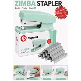 Resim Zımba Makinesi 24/6 1 Adet Fixpoint P-4529 Pastel Renkler Büyük Zımba Makinası Ve Teli 15 20 Sayfa Ofis Büro Öğrenci Yeşil 
