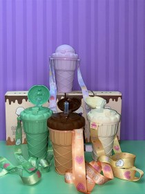 Resim Dondurma Şeklinde Pipetli 500 Ml Yeşil Matara Yeşil 