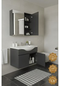 Resim Teta Home Kahire 80 Cm Mdf Banyo Dolabı Seti Antrasit 