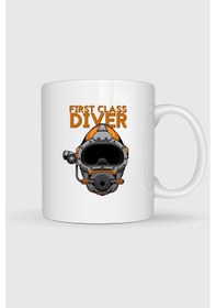 Resim First Class Diver Baskılı Kupa Bardak beyaz 