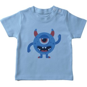 Resim Angemiel Baby Tek Kolu Yukarıda Olan Canavar Erkek Bebek Tişört Mavi B0339MDBBKETSRT 