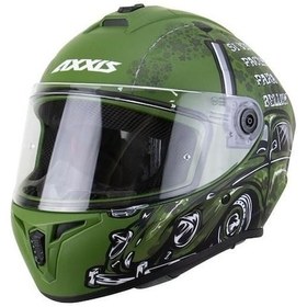 Resim Axxis Draken S Iron Peace Kapalı Kask Mat Yeşil 