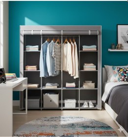 Resim Missidea Tokyo Çok Raflı Çelik Profilli Bez Dolap Gri 