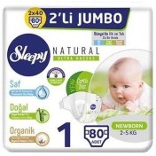Resim Sleepy Natural İkili Jumbo Yenidoğan Bebek Bezi 1 Beden 80 Adet 