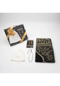 Resim Takke + Esans + Tesbih + Seccade Seti Siyah Siyah 110 x 64 