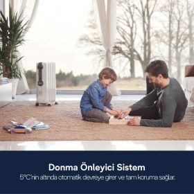 Resim DeLonghi Radia S 2000 W Güçlü 9 Dilim Radyatör Devrilme Emniyeti ile Beyaz Tasarım TRRS0920 