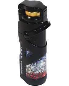 Resim Parmida Tek Torch Pürmüz Siyah Desenli Metal Puro Çakmağı 