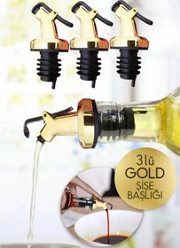 Resim Impress Gold Sızdırmaz 3'lü Yağdanlık Tıpası Seti Başlığı Tapa Şişe Ucu Sızdırmaz, Şık Ve Pratik 3 Adet 