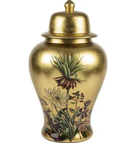 Resim Gold Fiore Kapaklı Vazo Küp 25x46cm 