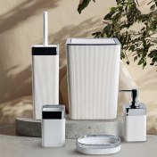 Resim Violet Still Rattan 5 Parça Krom Kaplama Kare Banyo Seti Beyaz 